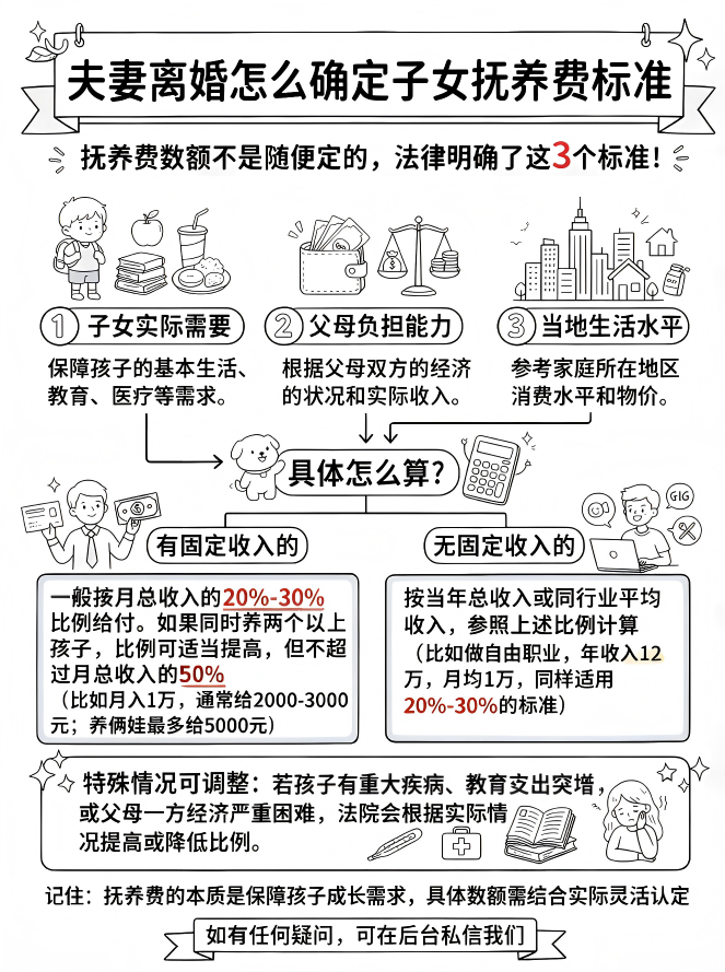 夫妻离婚怎么确定子女的扶养费标准（黑白红）(1).png